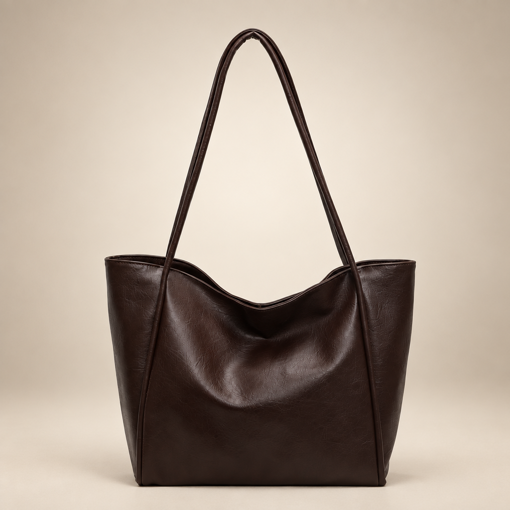 Soft shoulder tote on a warm ivory studio background