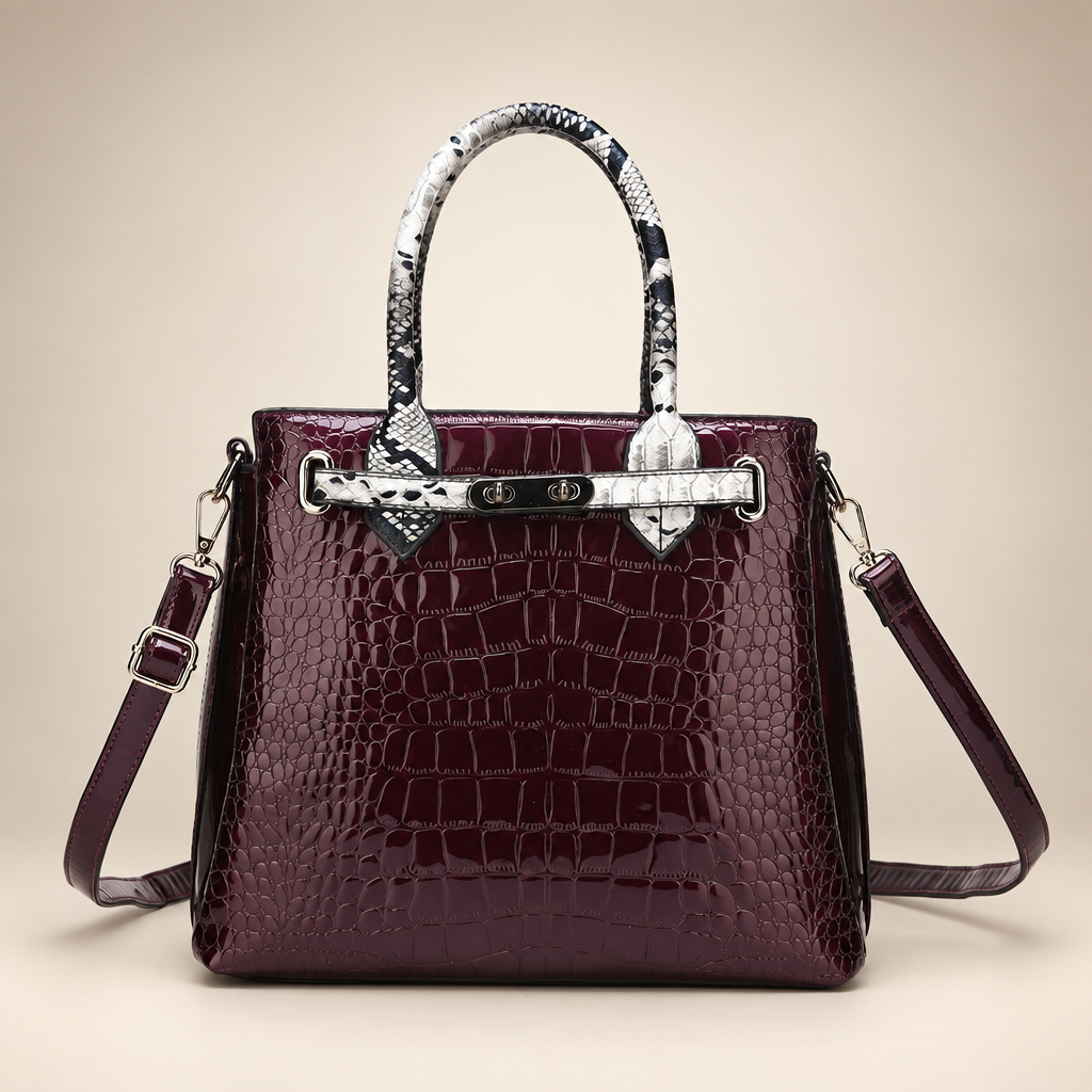 Handbag on a warm ivory studio background
