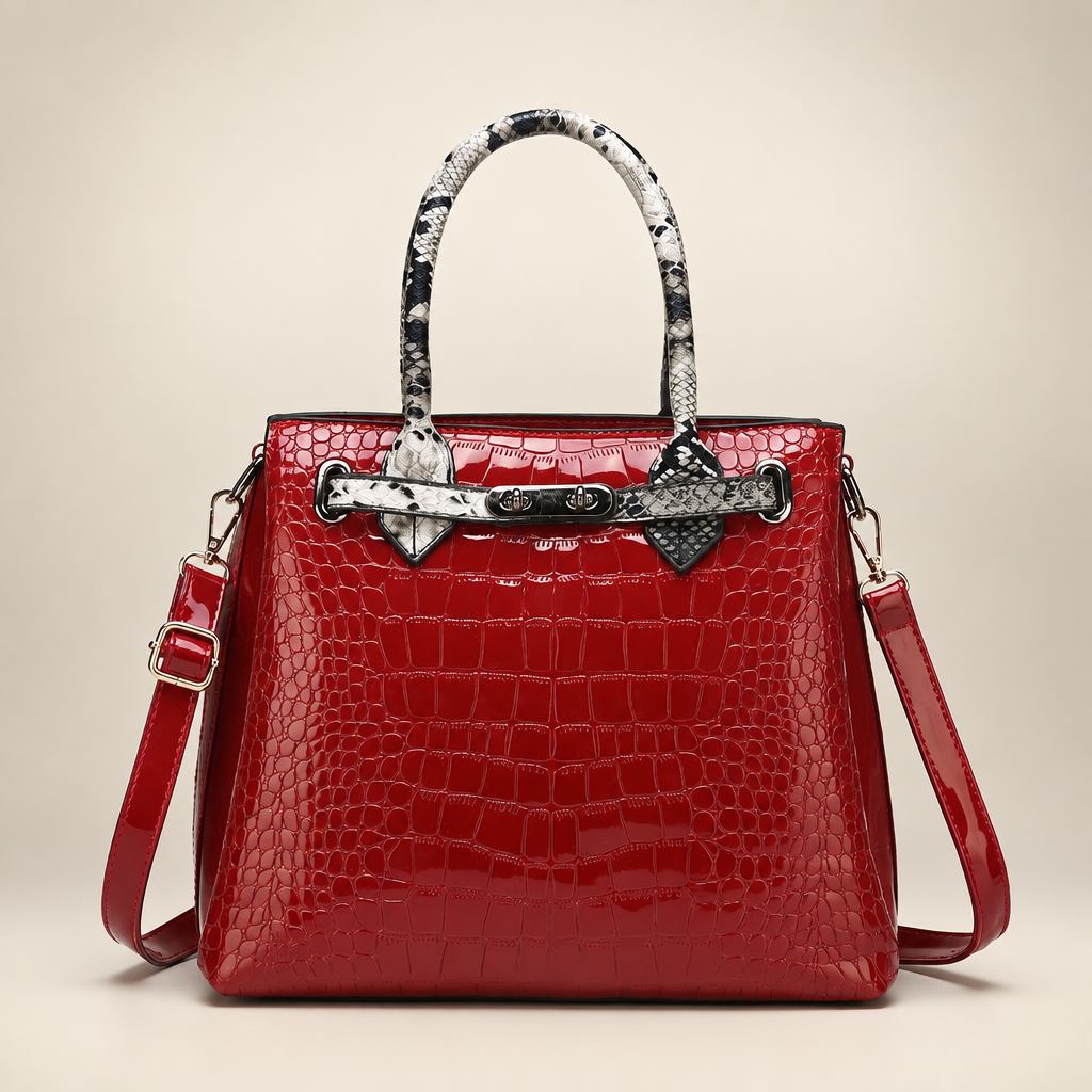 Handbag on a warm ivory studio background